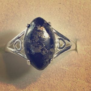 Black Copper Turquoise sterling silver ring